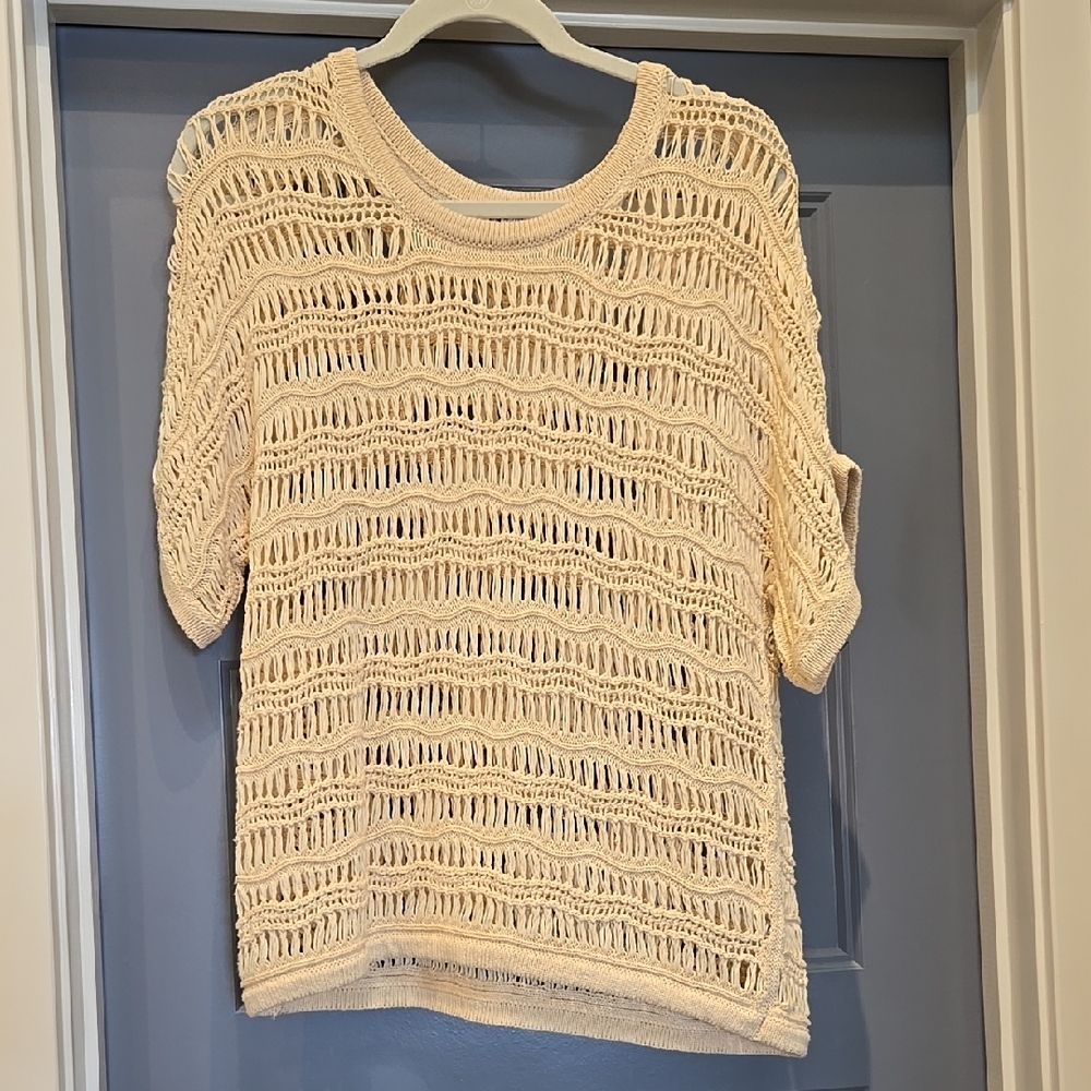 ZYIA Cream Crew Neck Sweater with Loose Knit